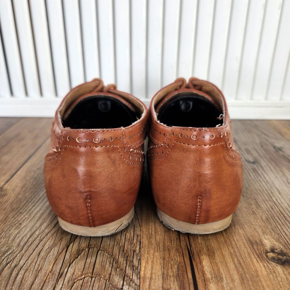 Aldo Thylian Oxfords Womens Size 8.5 Brown Leather Brogue Cap Toe Boho Shoes - Picture 4 of 11